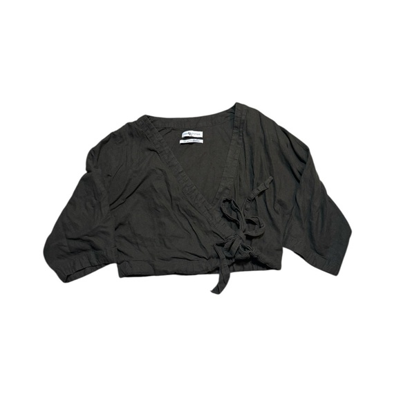 🌿 Urban Outfitters Deep Olive Wrap Crop Top 🌿 - Picture 1 of 4